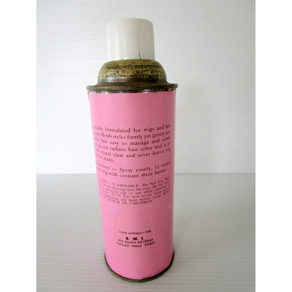 Vintage Vivki's Wig Spray Pink Aerosol Can PROP Nice Graphics FULL NOS